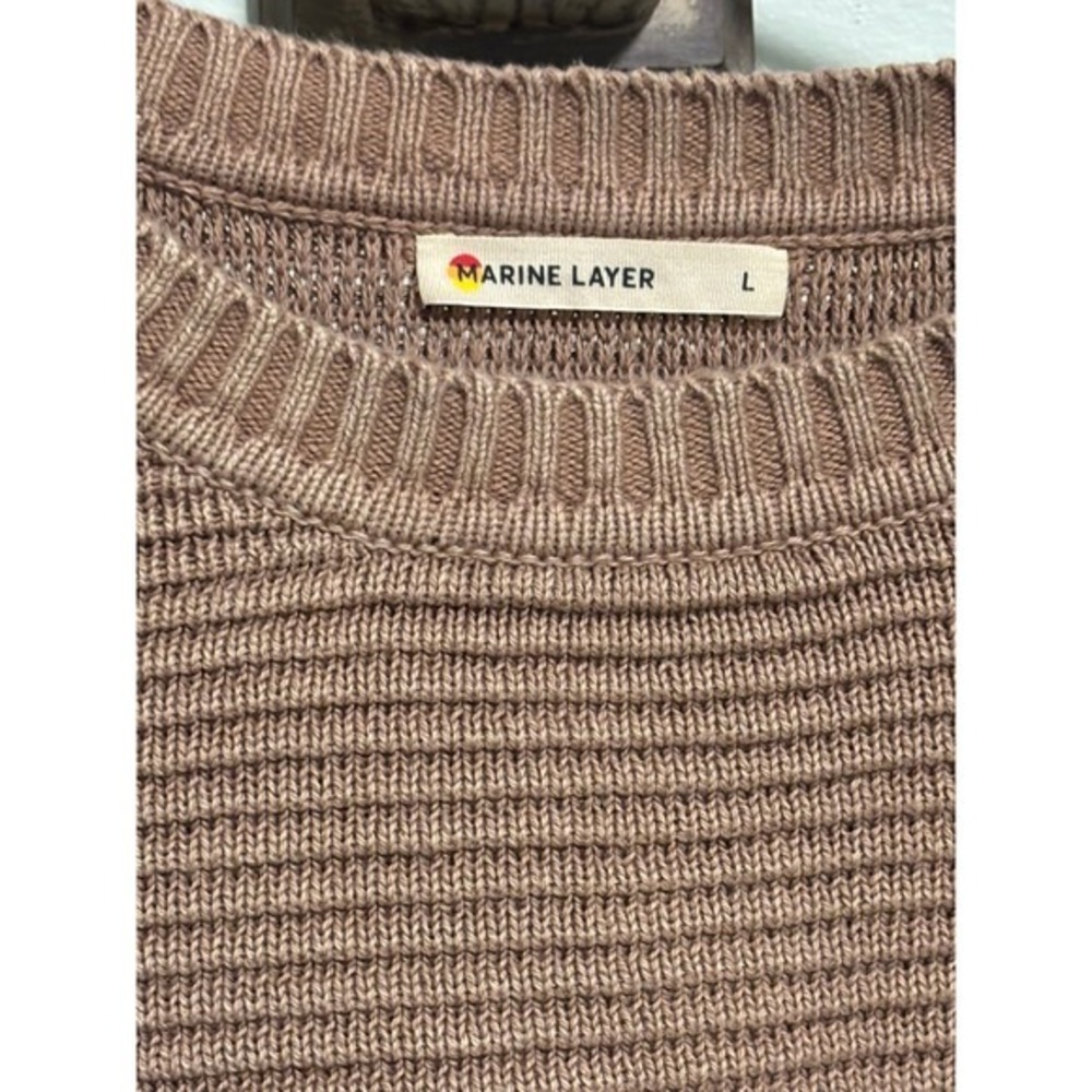 Marine Layer Garment Dye Crew Neck Sweater Tan Brown Knit Men's Size Large - Picture 4 of 8